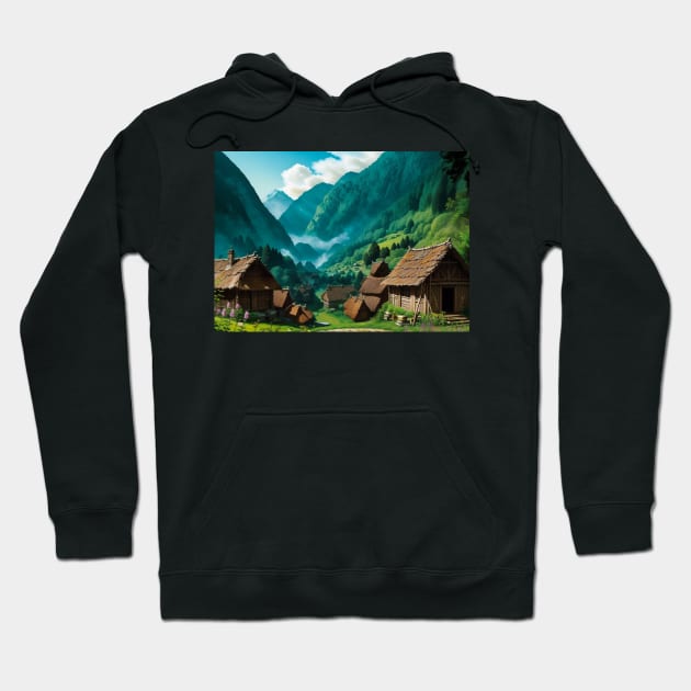 Lovely Little Village in a Green Valley Hoodie by CursedContent